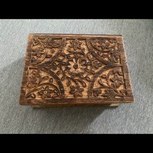 Beautiful Carved Wooden Box with Floral Design.